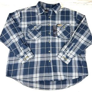 Hickory Shirt Company Heavy Flannel Work Shirt Blue Plaid Sz 2XL New W/Tags